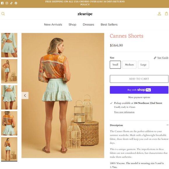 Z&L Europe Cannes Shorts Small Skort Skirt Shorts Combo b82 - Picture 4 of 10